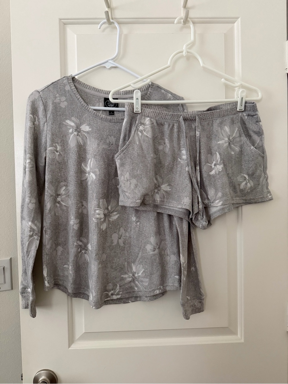 Laura Ashley Gray Floral Long-Sleeve Lounge Top & Shorts Set